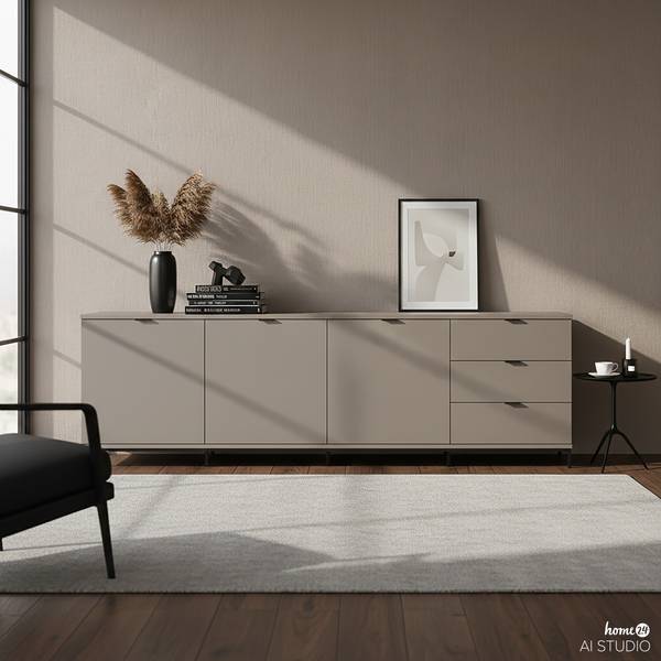 Sideboard HARMA 240 cm Taupe / Schwarz - Taupe