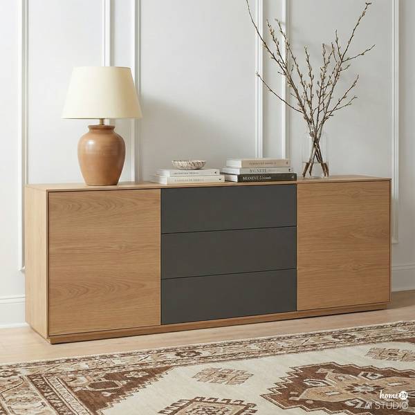 Sideboard Dokaba Eiche / Dunkelgrau