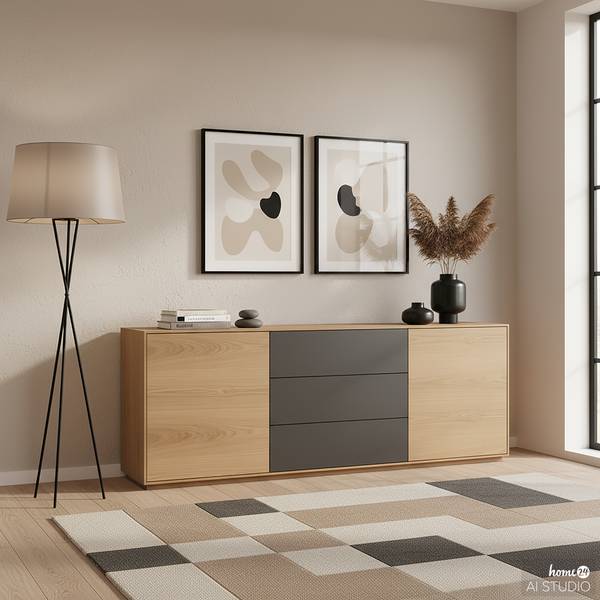 Sideboard Dokaba Eiche / Dunkelgrau