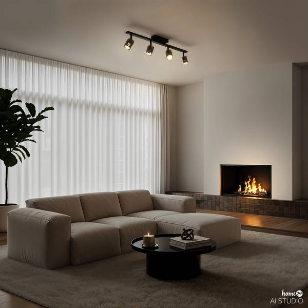 Plafondlamp RAPA rookglas/ijzer - 4-lichts