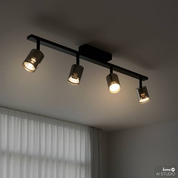 Plafondlamp RAPA rookglas/ijzer - 4-lichts