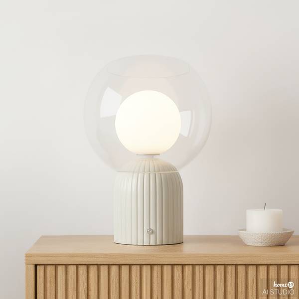 Lampe de table rechargeable VISOR Verre / Fer - Beige