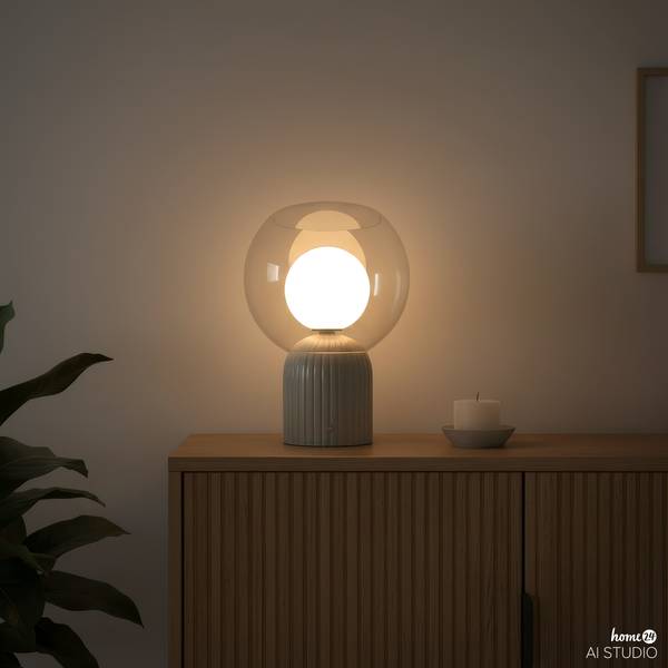 Lampe de table rechargeable VISOR Verre / Fer - Beige