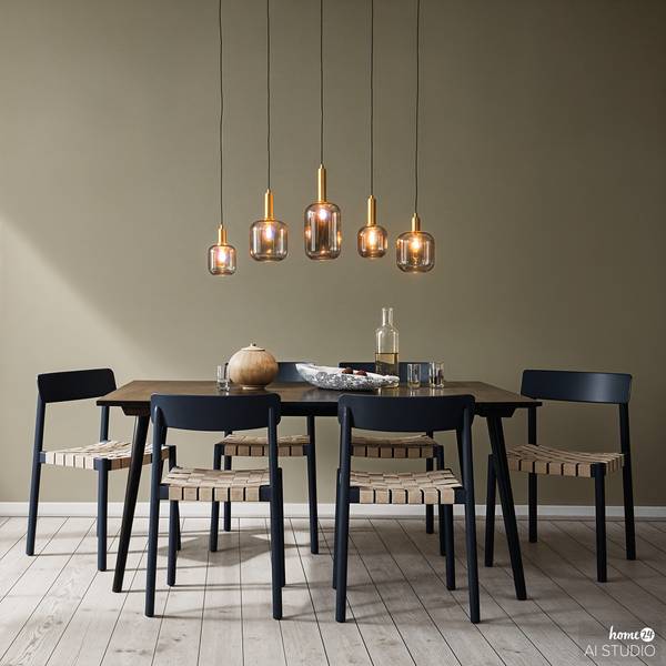 Pendelleuchte MOME 5-flammig Rauchglas / Eisen