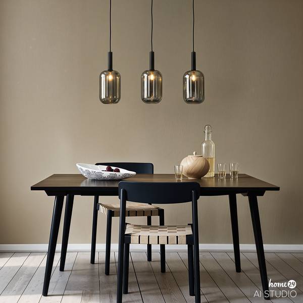 Pendelleuchte MOME 3-flammig Rauchglas / Eisen