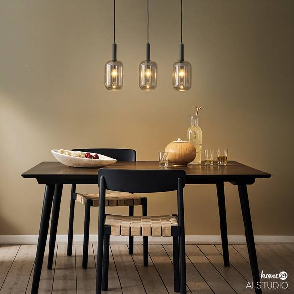 Pendelleuchte MOME 3-flammig Rauchglas / Eisen