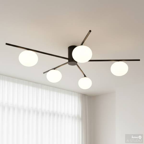 Deckenleuchte REI Eisen - 5-flammig - Schwarz