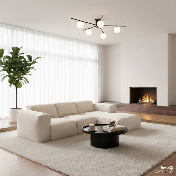 Deckenleuchte REI Eisen - 5-flammig - Schwarz