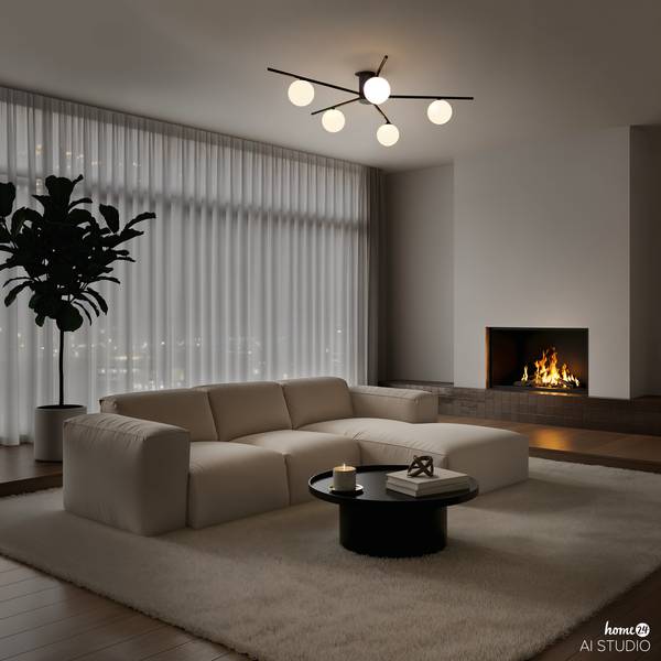 Deckenleuchte REI Eisen - 5-flammig - Schwarz