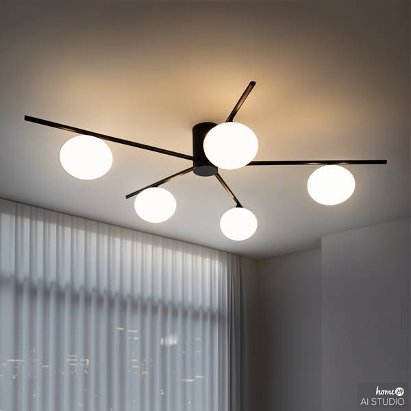 Deckenleuchte REI Eisen - 5-flammig - Schwarz