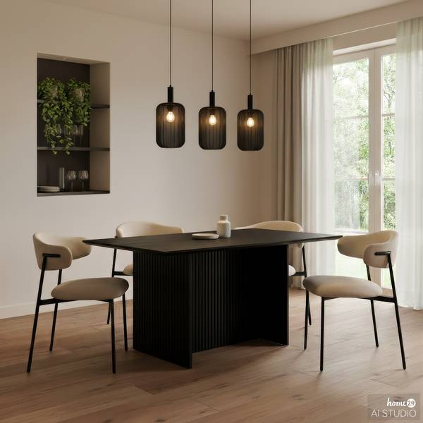 Pendelleuchte ONI Nylon / Eisen - 3-flammig - Schwarz