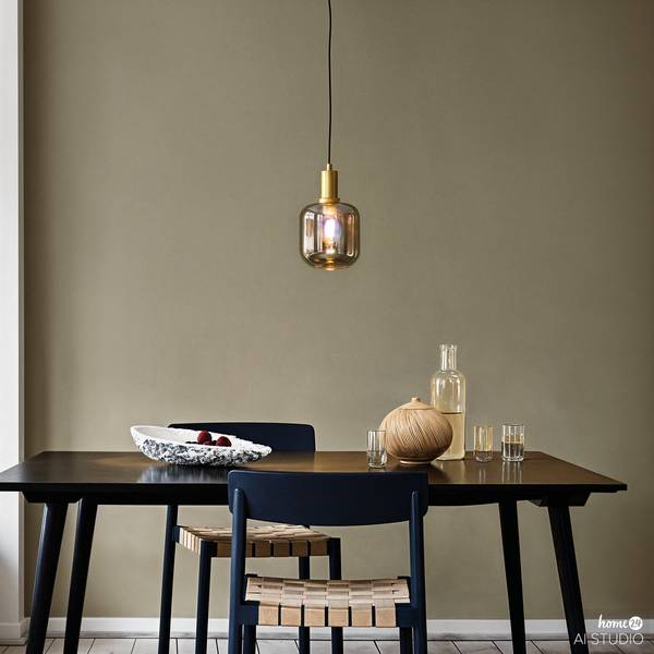 Lampada a sospensione 1 punto luce MOME Vetro fumé / Ferro - Ottone