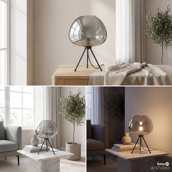 Lampada da tavolo ARA Vetro fumè / Ferro - 1 punto luce