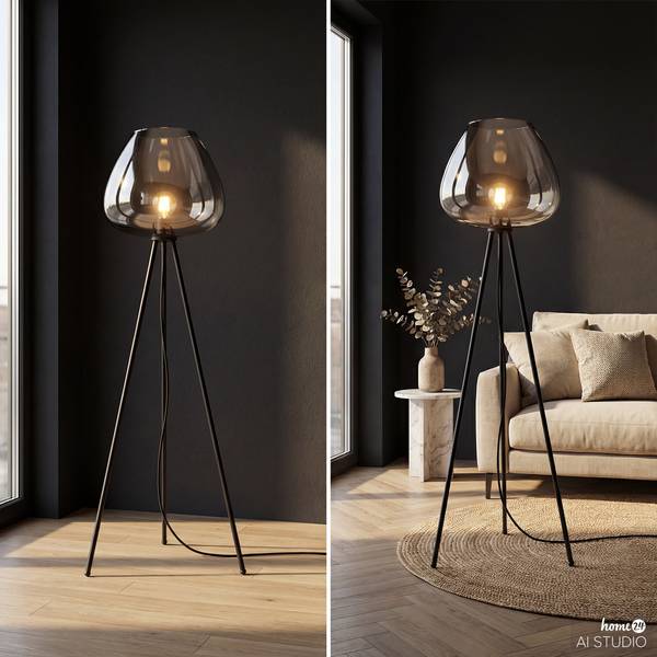 Lampadaire ARA Verre fumé / Fer - 1 ampoule