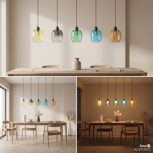 Pendelleuchte ORMA Farbglas / Eisen - 5-flammig