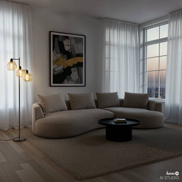 Stehleuchte PENSI Glas / Eisen - 3-flammig - Braun