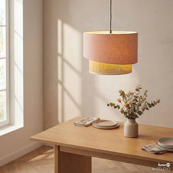 Lampada a sospensione OKO B Tessuto / Rattan - 1 punto luce
