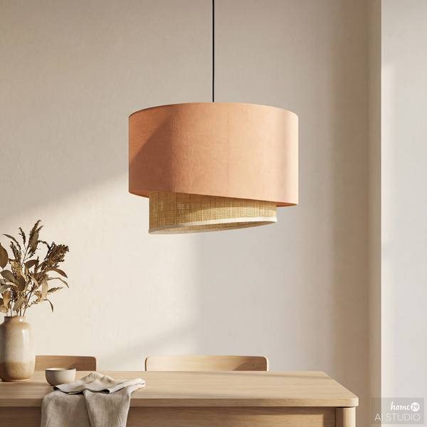 Lampada a sospensione OKO B Tessuto / Rattan - 1 punto luce