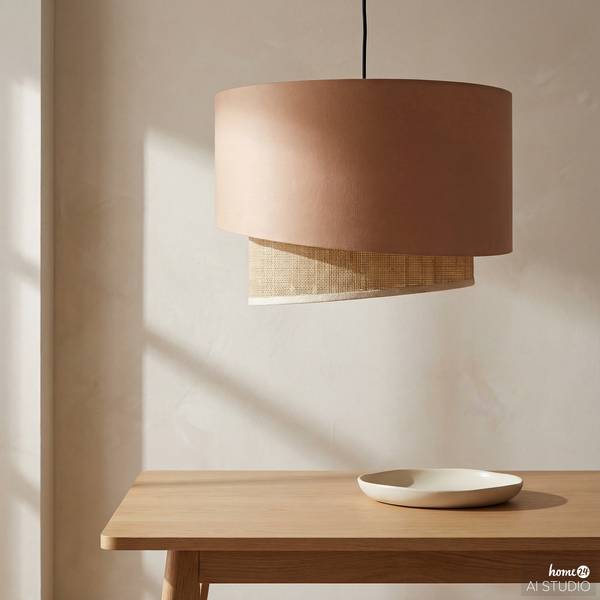 Lampada a sospensione OKO B Tessuto / Rattan - 1 punto luce
