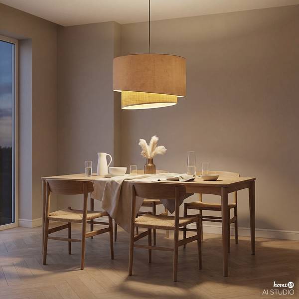 Lampada a sospensione OKO B Tessuto / Rattan - 1 punto luce