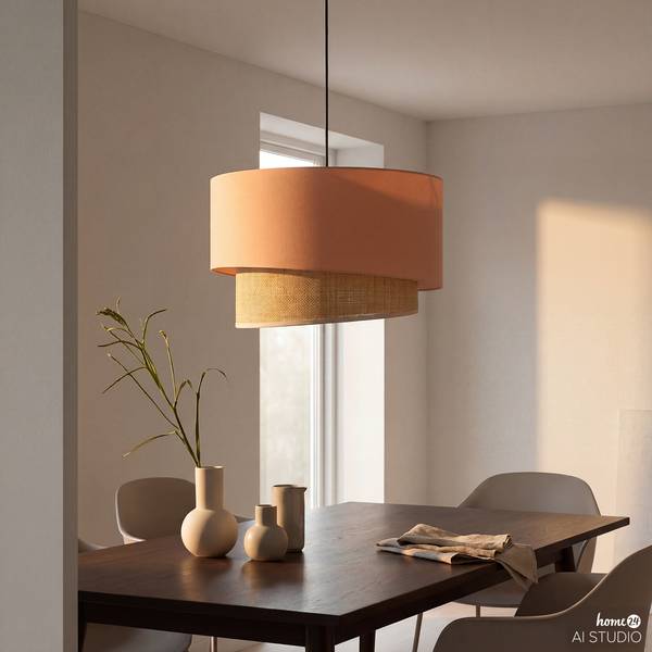 Lampada a sospensione OKO B Tessuto / Rattan - 1 punto luce
