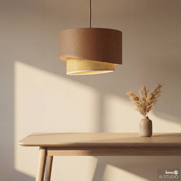Lampada a sospensione OKO B Tessuto / Rattan - 1 punto luce