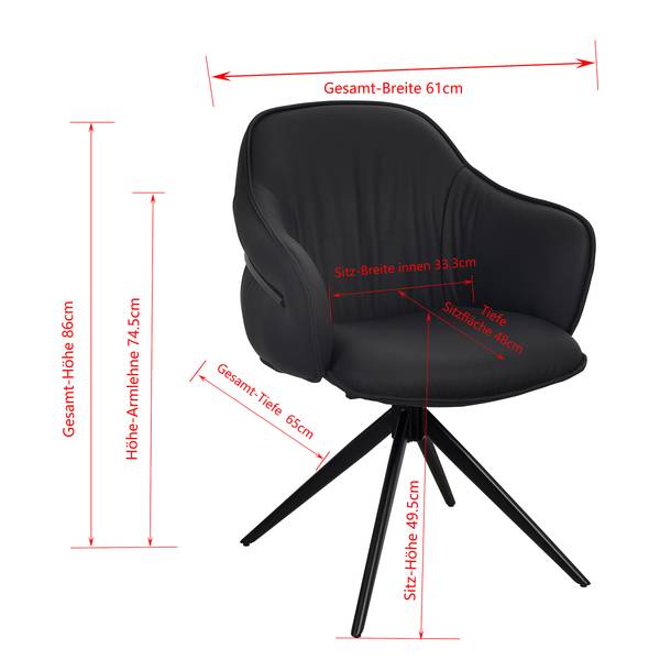 Chaise à accoudoirs pivotante AOBAO Noir