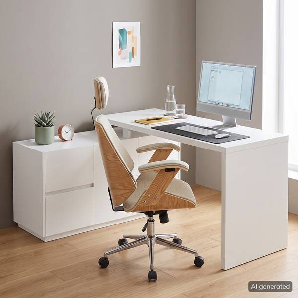 Hoekbureau ESICUN wit - plaatmateriaal op houtbasis - metaal - 150 x 76 x 120 cm
