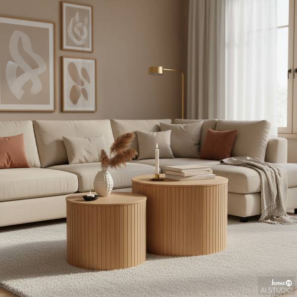 Couchtisch Moween 2er-Set Echtholzfurnier - Esche Hell