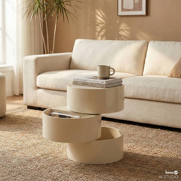 Beistelltisch Crazy Hochglanz Beige