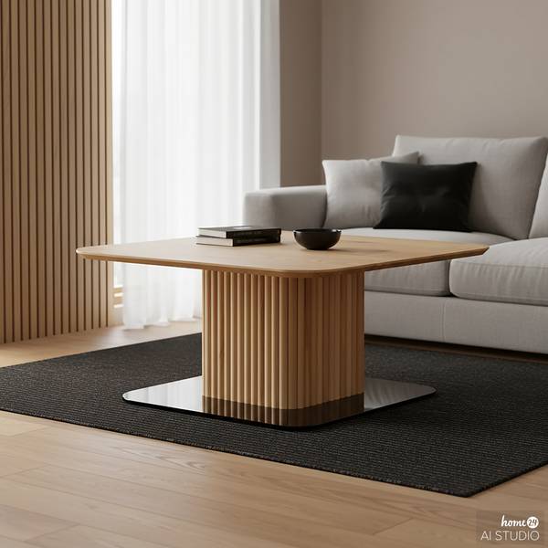 Couchtisch Ethete Glas - Eiche Dekor / Glas Schwarz