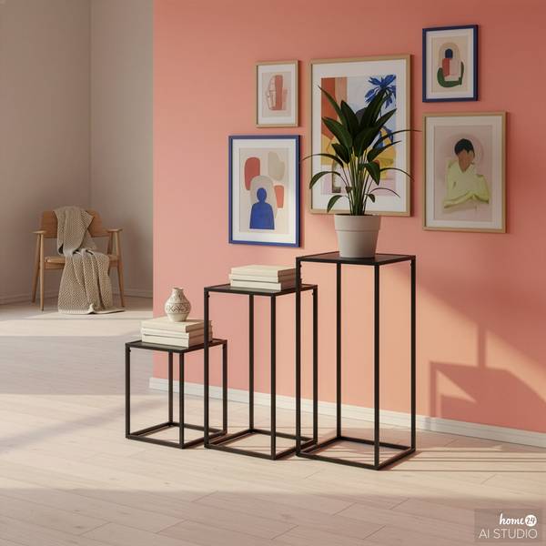 Set di 3 tavolini Romney Nero