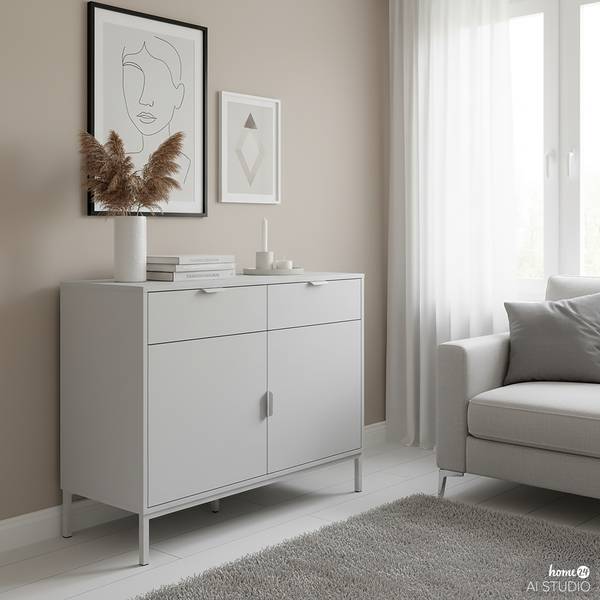 Comò con ante Darnen grigio chiaro