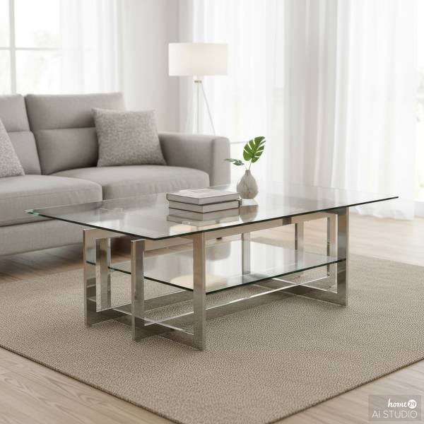 Couchtisch Kinnerly Glas / Metall - Transparent / Silber