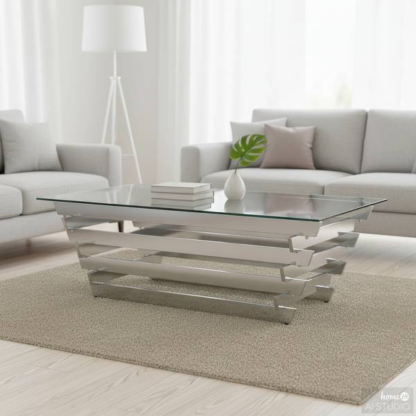 Couchtisch Quinland Glas / Metall - Transparent / Chrom