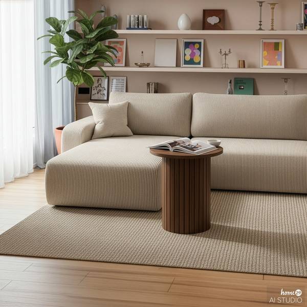 Beistelltisch BARAWOH 40 cm Echtholzfurnier - Walnuss