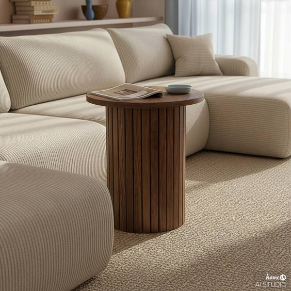 Beistelltisch BARAWOH 40 cm Echtholzfurnier - Walnuss