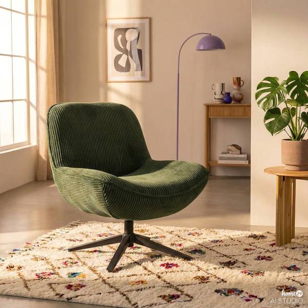 Drehsessel NEEBO Cordstoff Lola: Dunkelgrün