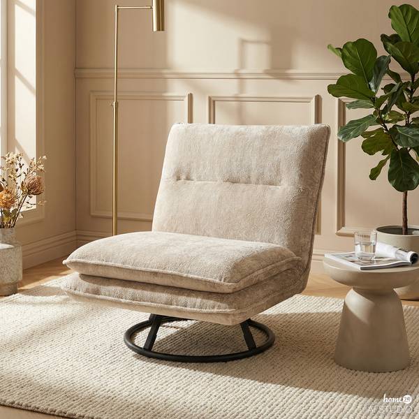 Fauteuil pivotant KELSO Tissu chenille Sydne: Beige