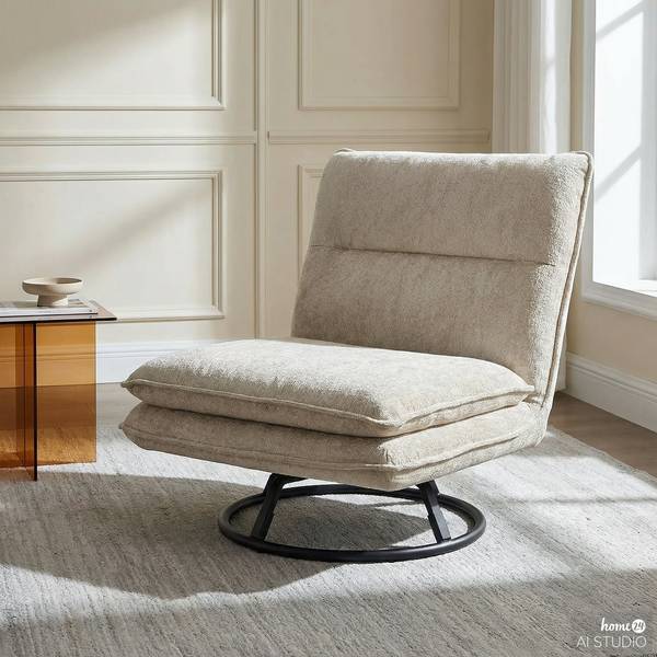 Fauteuil pivotant KELSO Tissu chenille Sydne: Beige