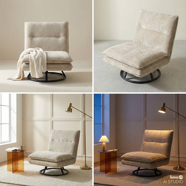 Fauteuil pivotant KELSO Tissu chenille Sydne: Beige