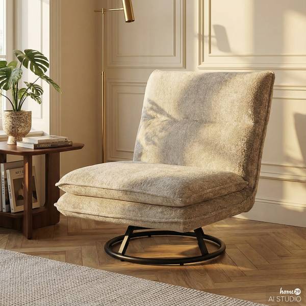 Fauteuil pivotant KELSO Tissu chenille Sydne: Beige