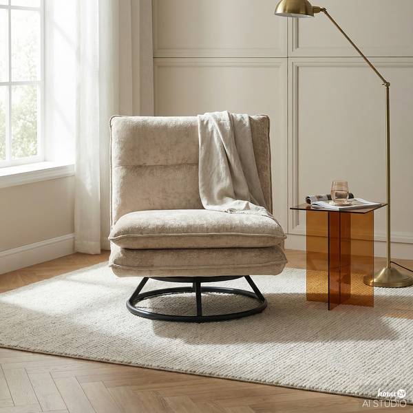 Fauteuil pivotant KELSO Tissu chenille Sydne: Beige