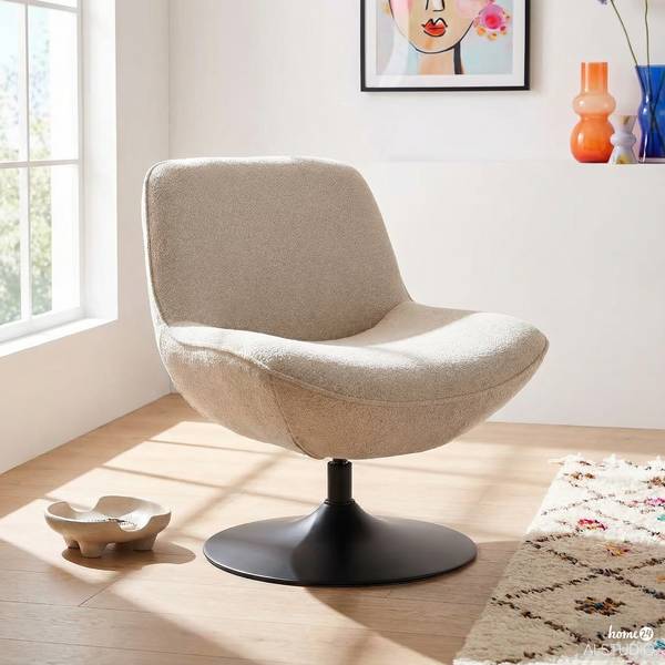 Drehsessel TIAARO Bouclé Stoff Xara: Creme