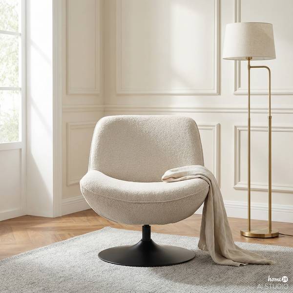 Drehsessel TIAARO Bouclé Stoff Xara: Creme