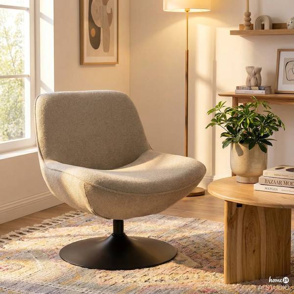 Poltrona girevole TIAARO Tessuto Bouclé Xara: greige