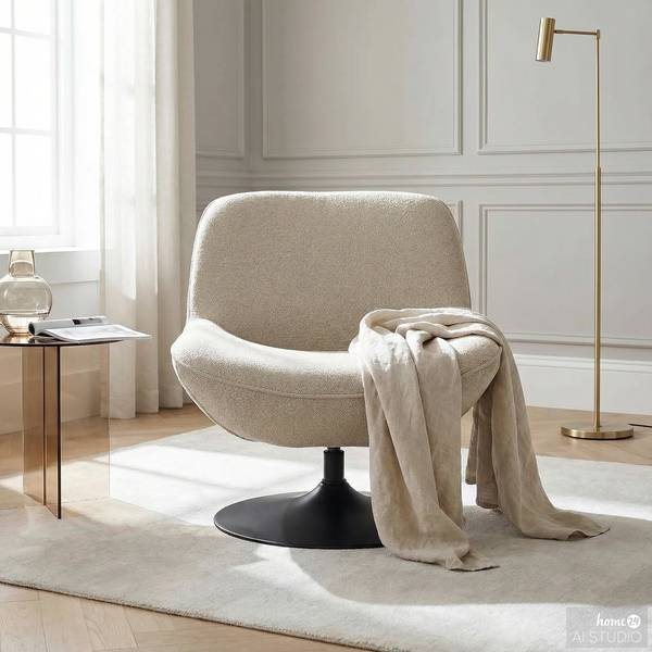 Poltrona girevole TIAARO Tessuto Bouclé Xara: greige