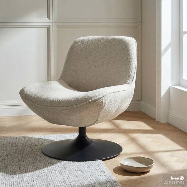 Poltrona girevole TIAARO Tessuto Bouclé Xara: greige