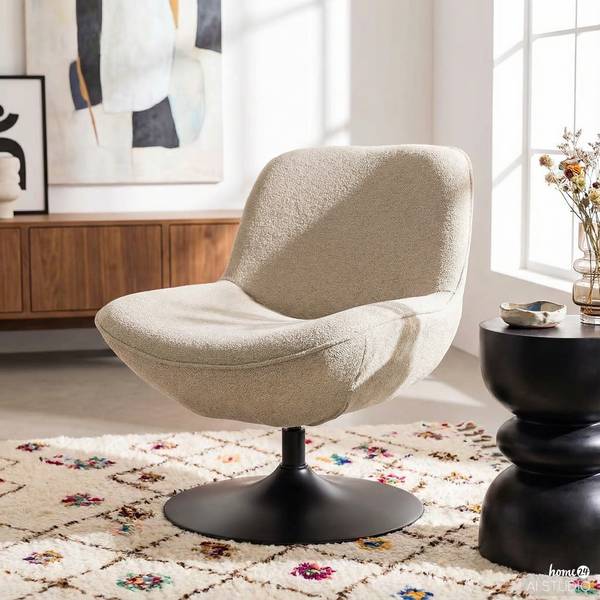 Poltrona girevole TIAARO Tessuto Bouclé Xara: greige