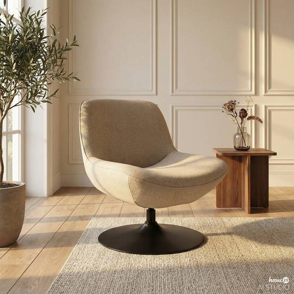 Poltrona girevole TIAARO Tessuto Bouclé Xara: greige